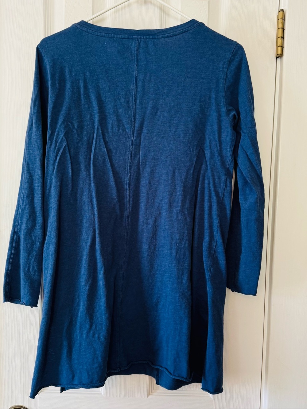 Eileen Fisher Organic Cotton Blue Long Sleeve Tunic Top XXS Asymmetrical Hem - Picture 6 of 7